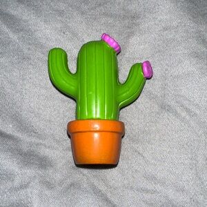 Green Cactus Toy with Pink Flowers